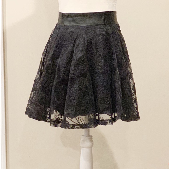 Minkpink Leather And Lace Flair Mini Skirt